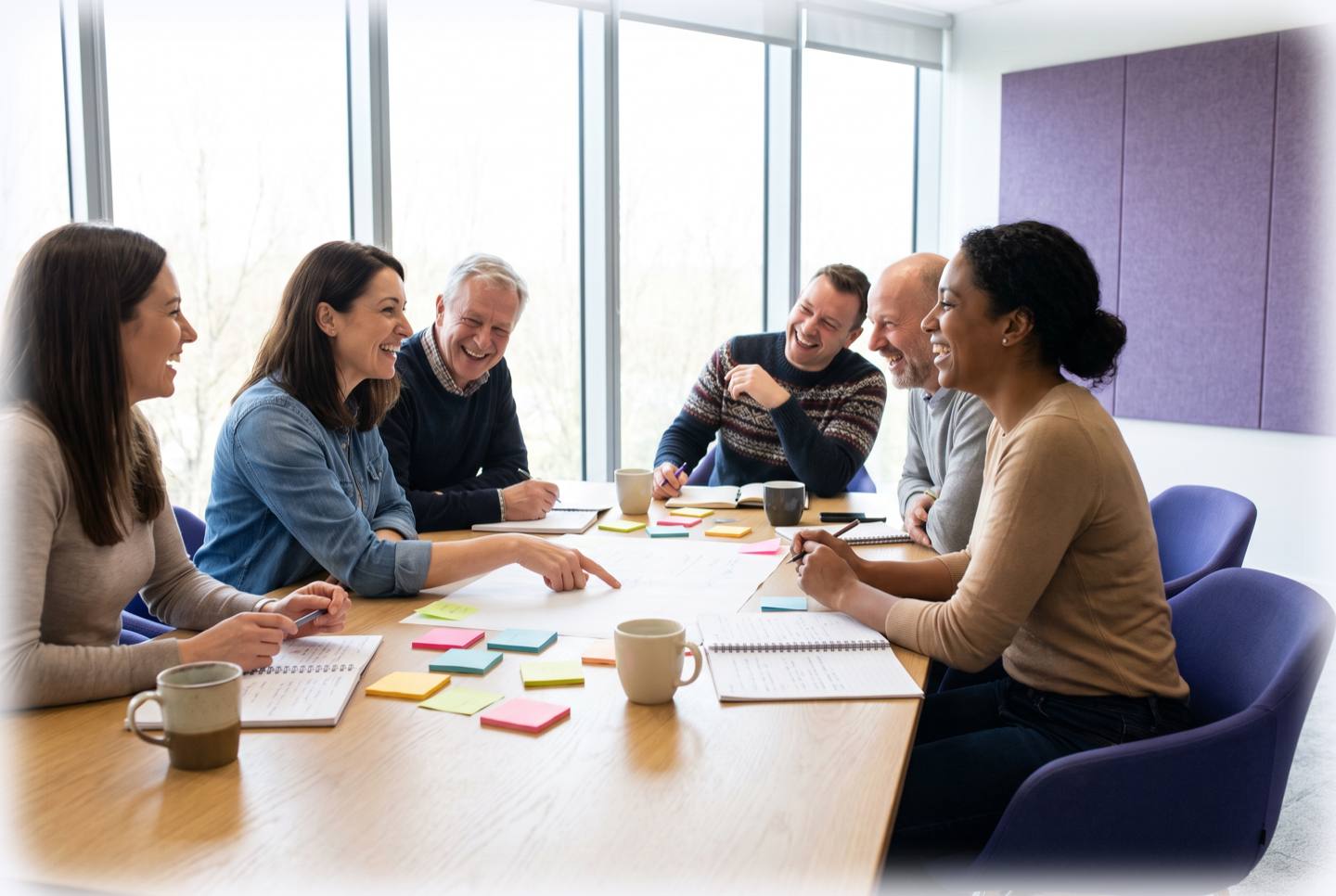 The Perseus Tech team collaborating around a table in a bright office